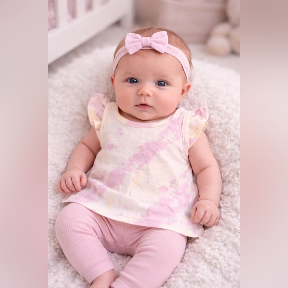 NWT Grayson Mini Newborn Baby light purple Flutter Sleeve Top Summer NB